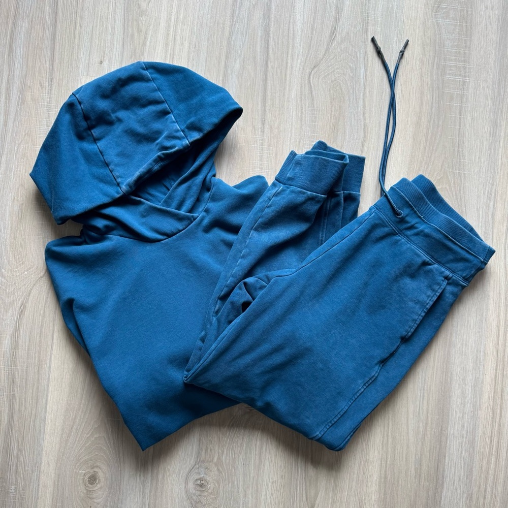 Joy Lab Sweat Set Hoodie Joggers Women’s Small Blue Acid Wash Thumbholes - Picture 13 of 14